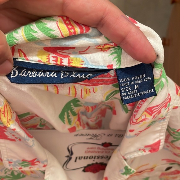 Vintage 1980s Hawaiian Tiki Luau Collared Shirt Top Blouse. Size: M USED!! - Picture 7 of 10